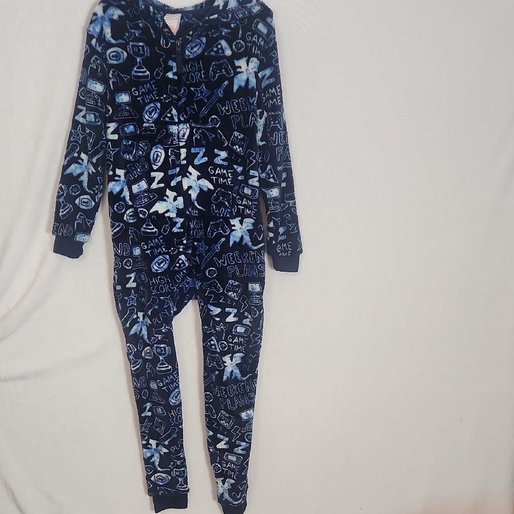 Cat & Jack Blue Game time Graphic One Piece zip up size S - 6/7 NWOT